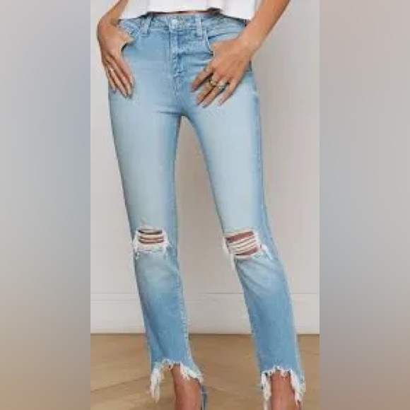 L’AGENCE Distressed Hi Line Rise Light Blue Women's Skinny Jeans Size 25